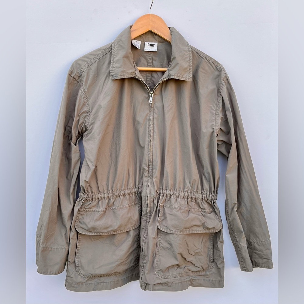 DKNY JEANS Utility Jacket Size Medium Brown Khaki‎ Lightweight